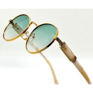 Green Lens Sunglasses Gold Frame ‎ Festival Party Classic Retro Vintage Lentes